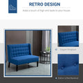 HOMCOM Armless Double Sofa Loveseat Tufted Linen Upholstery Couch with Wooden Legs for Living Room 28.75 x 43.25 x 36.5 inches